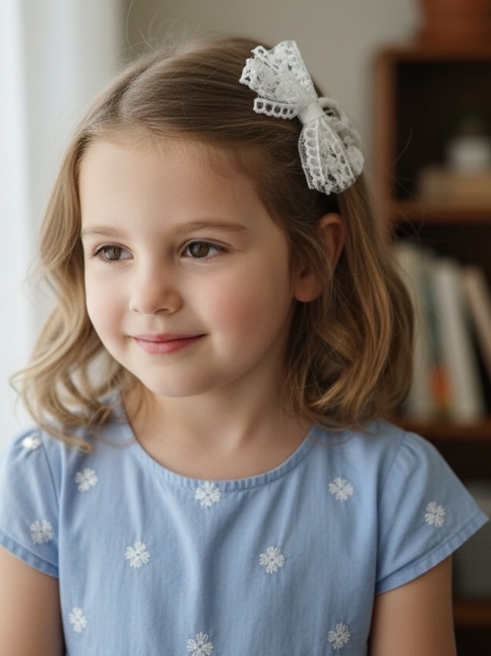 White Lace Bow Hair Clips for Kids - Charming Accessory - Picture 3 of 11